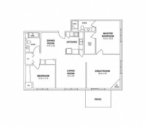 Floor Plan  F1 - Two Bedroom, Two Bath with Great Room