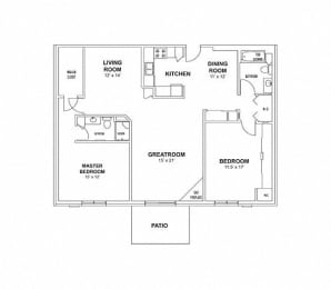 Floor Plan  F2 - Two Bedroom, Two Bath with Great Room
