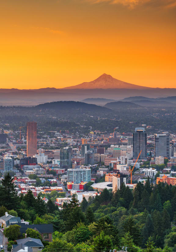 Portland skyline and Mt. Hood in the background