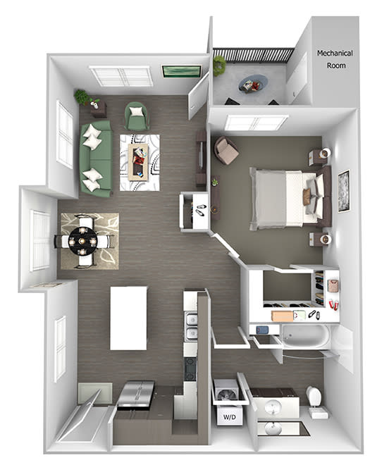 The Haven at Shoal Creek - A4 - Hearten - 1 bedroom - 1 bathroom - 3D
