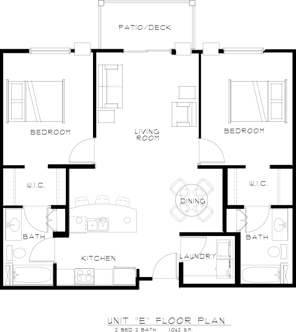 Floor Plan  Bluffs of Williston 2-Bedroom Meadowlark