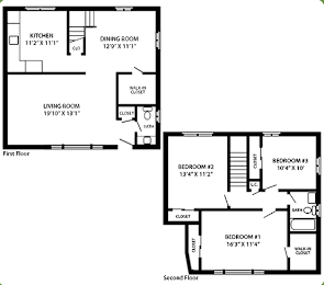 The Grandview 3 bedroom 2 bedroom floor plan at Troy Hills Village in Parsippany, NJ,07054
