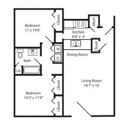 Walnut Creek - Two Bedroom, at Lakeview Park, 510 Surfside Drive, Lincoln, NE 68528
