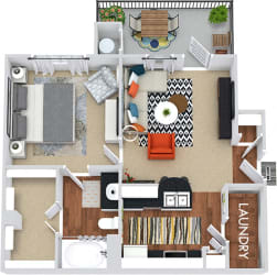 3D Lady Bird 1 bedroom apartment. Kitchen with bartop open to living area. 1 full bath. Expansive walk-in closet. Patio/balcony.