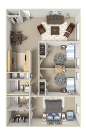 three bedroom apartment floor plan in Maumee OH