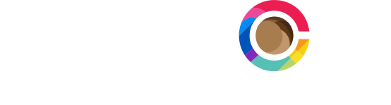 A graphic of a person with a brown circle for a head is set against a multicolored background.