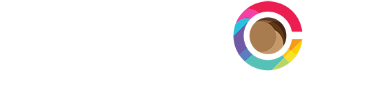 A graphic of a person with a brown circle for a head is set against a multicolored background.