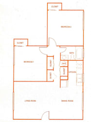 Floor Plan The Cedar - 2BR, 1BA