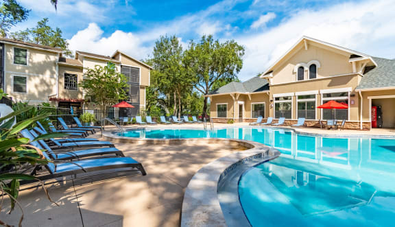 a view of the pool at the book hotel convention center