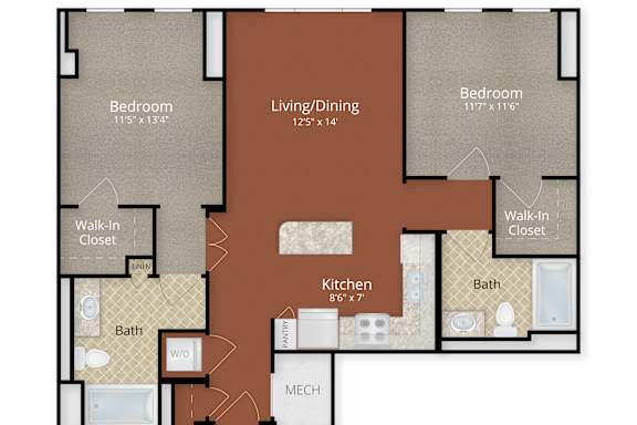 a floor plan of a bedroom apartment