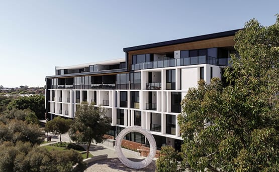 a development of beachside apartments for sale on the foreshore of mandurah's iconic