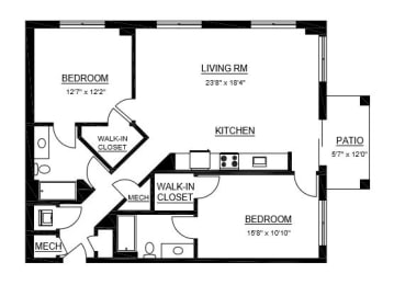  Floor Plan 2 Bedroom - Call For Details
