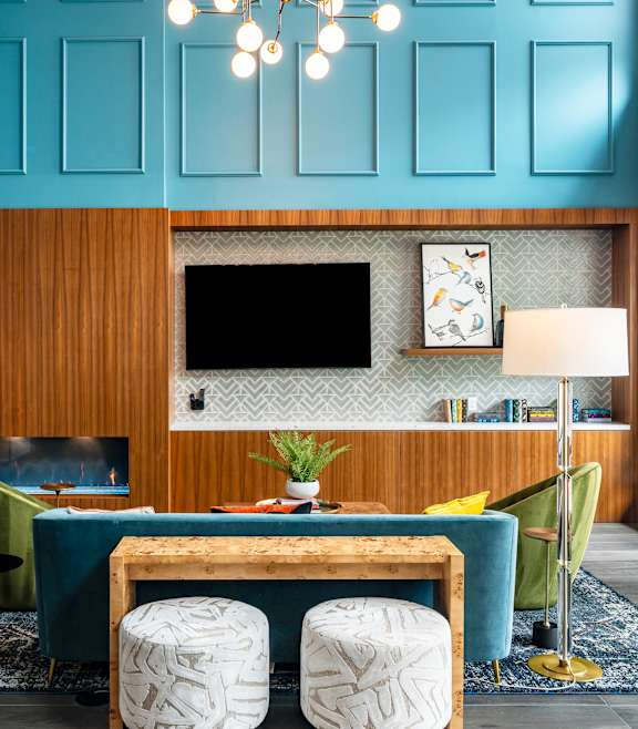 Social lounge seating at Belhaven Apartments in Alexandria VA