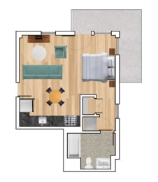 Studio B Floor Plan at Block C, San Marcos, California