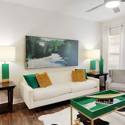 Well Lit Living Room at Faulkner Flats Apartment Homes, Mississippi