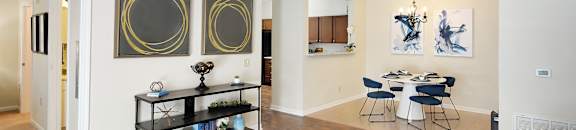 a living room with a ceiling fan and a dining room at Landing at Willow Bayou in Louisiana 71111