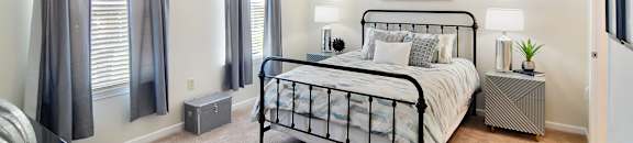 Modern Bedroom with a Ceiling Fan at Landing at Willow Bayou in Bossier City, 71111