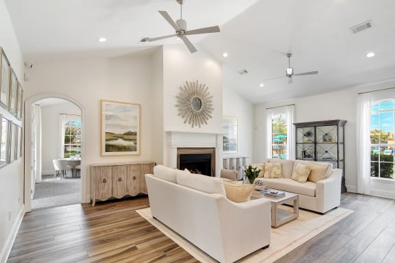 a bedroom with a bed and a ceiling fan at Summit of Shreveport Apartment Homes, Shreveport, LA