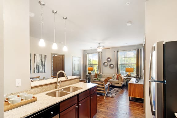 Open Kitchen and Living Room at Audubon Park Apartment Homes, LA