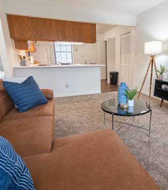 a living room with a couch and a television