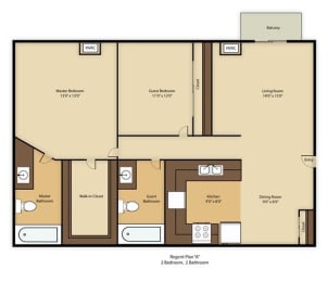 Floor Plan 2 Bed 2 Bath
