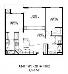 2BRM-D Floor Plan at 808 Berry Place, Saint Paul, MN 55114