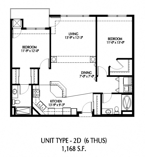 2BRM-D Floor Plan at 808 Berry Place, Saint Paul, MN 55114
