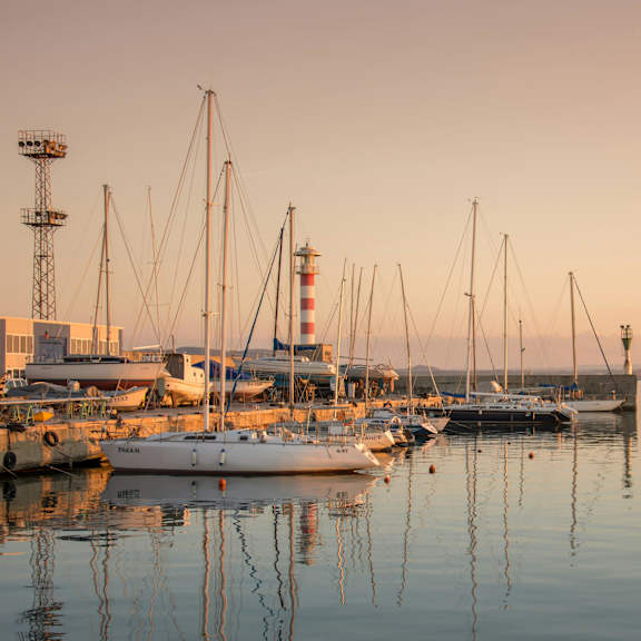 A serene marina at The Villages at Saugatuck, Westport