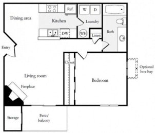 One Bedroom One Bath Floor Plan | 675 Sq. Ft. at Citrine Hills, California
