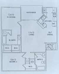 Floor Plan B2 2 Bedroom / 2 Bath - 980