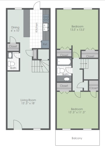 Floor Plan  Two bedroom townhome