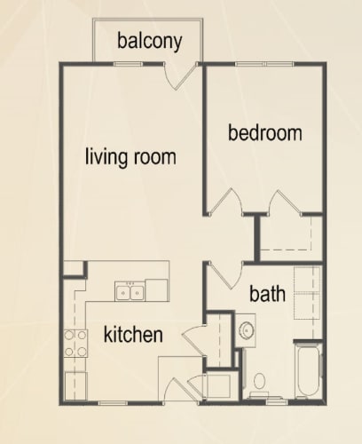 Floor Plan  A1 - One Bedroom One Bath