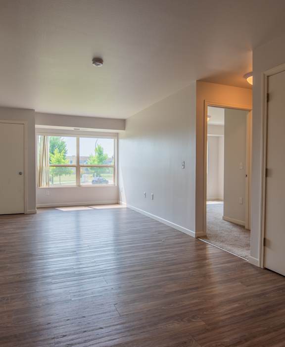 a 3d floor plan of a home with a bedroom and living room