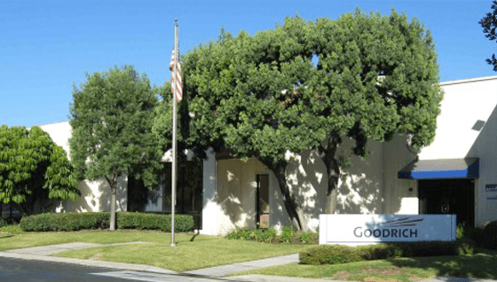 a building with an flag in front of it