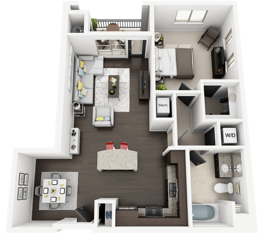 1 Bed 1 Bath plan B3M Floor Plan at Accent, Los Angeles, California