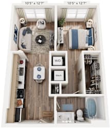 1 Bedroom floorplan at The River, Virginia, 23836