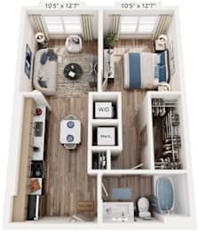 1 Bedroom floorplan at The River, Virginia, 23836