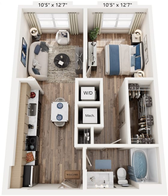 1 Bedroom floorplan at The River, Virginia, 23836
