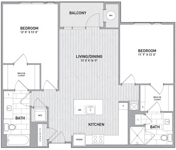 Floor Plan  2 BED 2 BATH Floor Plan C at Indigo 301 Apartments, Pennsylvania