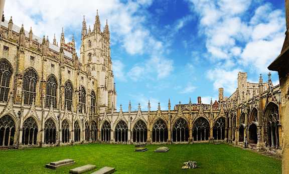 a view of ely cathedral from the cloisters