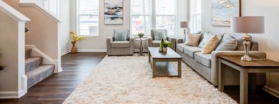 Spacious Living Room with Large Carpet at Refinery Row in Baltimore, 21224