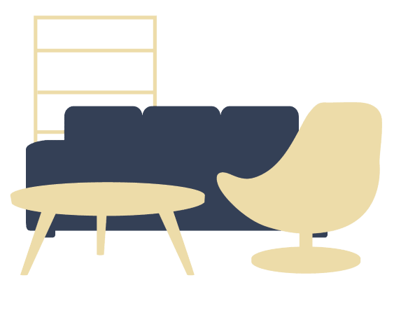 a silhouette of a piano and a chair with the wordsfully furnished