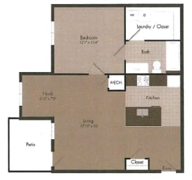 1x1 floor plan | The Landing OKC in Oklahoma City, OK 73135
