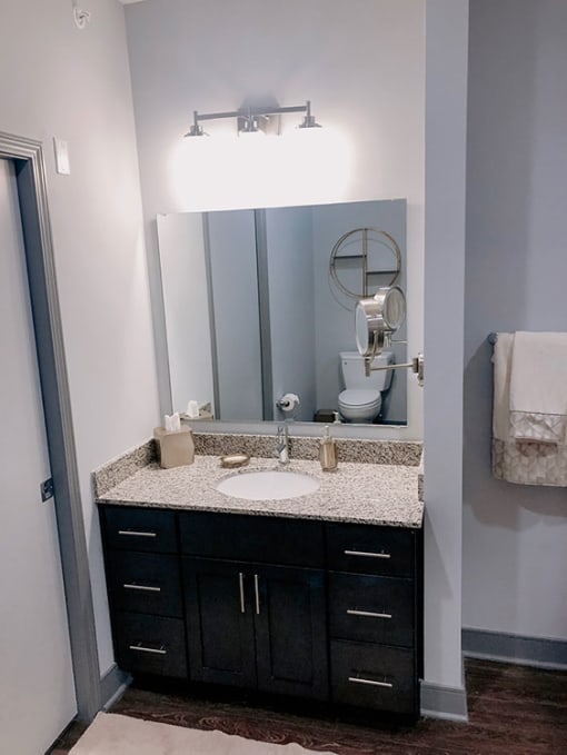 Bathroom with Vanity Lights at The Ivy at Berlin Place, Indiana, 46601