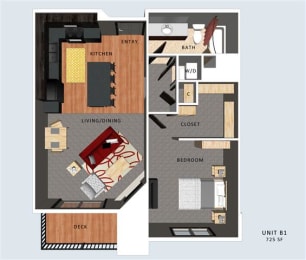Floor Plan  Seymour one bedroom one bathroom floor plan at Villas of Omaha at Butler Ridge