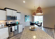 Thumbnail 3 of 21 - copper light fixtures, kitchen isalnd