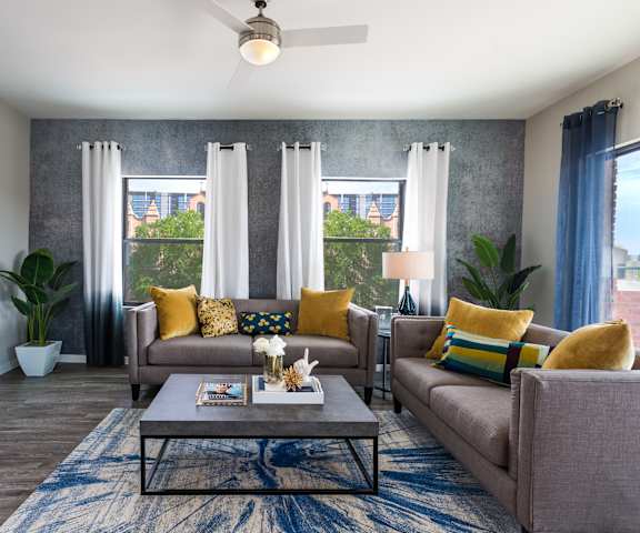 Spacious Living Rooms With Ample Natural Lighting At  Union at Roosevelt Apartments In Phoenix, AZ