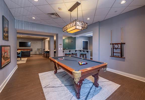 Billiards Table In Clubhouse at Renaissance at the Power Building, Cincinnati, Ohio