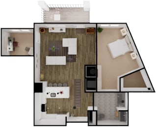  Floor Plan One Bedroom Den D