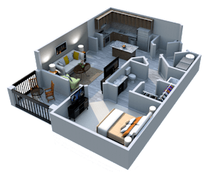 Lake Nona Ariel Apartments One Bedroom One Bath Sabal balcony Floor Plan